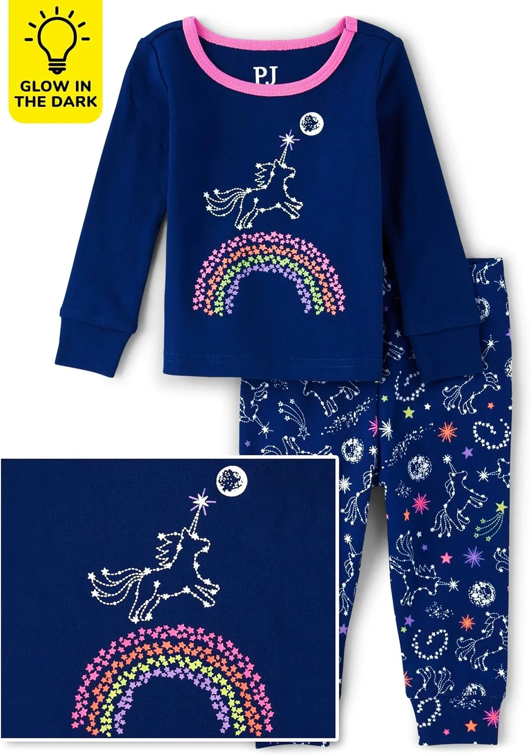 The Children's Place Baby Girl's and Toddler Long Sleeve Top and Pants Snug Fit 100% Cotton 2 Piece Pajama Set