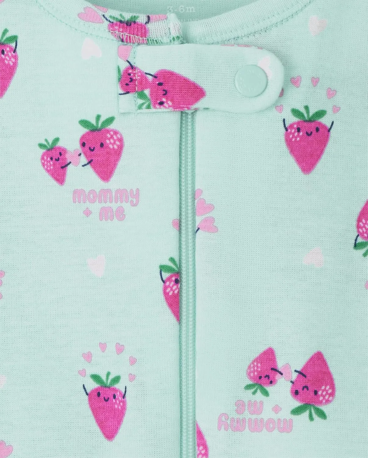 The Children's Place Baby Girls' Koala Strawberry Snug Fit Cotton Zip Front One Piece Pajama 2 Pack