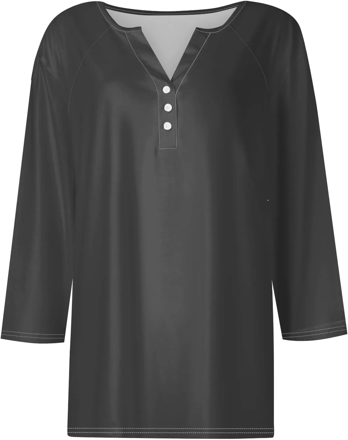 Tops for Women Trendy 3/4 Sleeve Solid Color T Shirts V Neck Baggy Basic Tees Business Loose Casual Tunic Tops