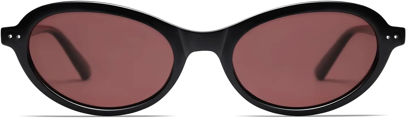VANLINKER Trendy Oval Polarized Sunglasses for Women Men Small 90s Style Retro Cat Eye Frame Narrow Sleek Design VL9847