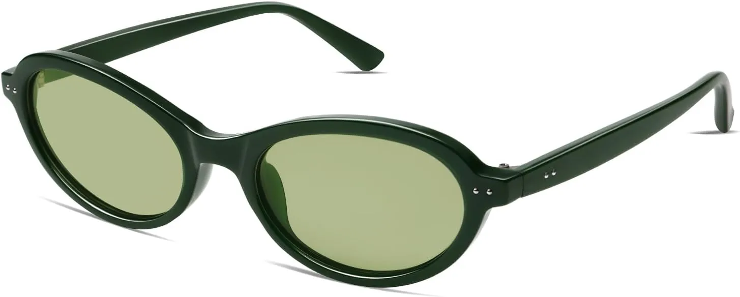 VANLINKER Trendy Oval Polarized Sunglasses for Women Men Small 90s Style Retro Cat Eye Frame Narrow Sleek Design VL9847