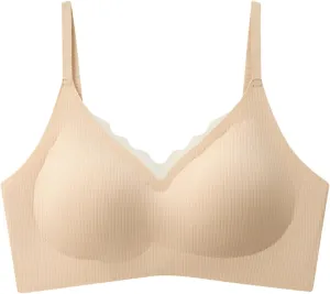 Wireless Push Up Bras for Women Lift Comfortable Seamless Top Gathered Without Rims Bra Full Coverage Sports Bralette