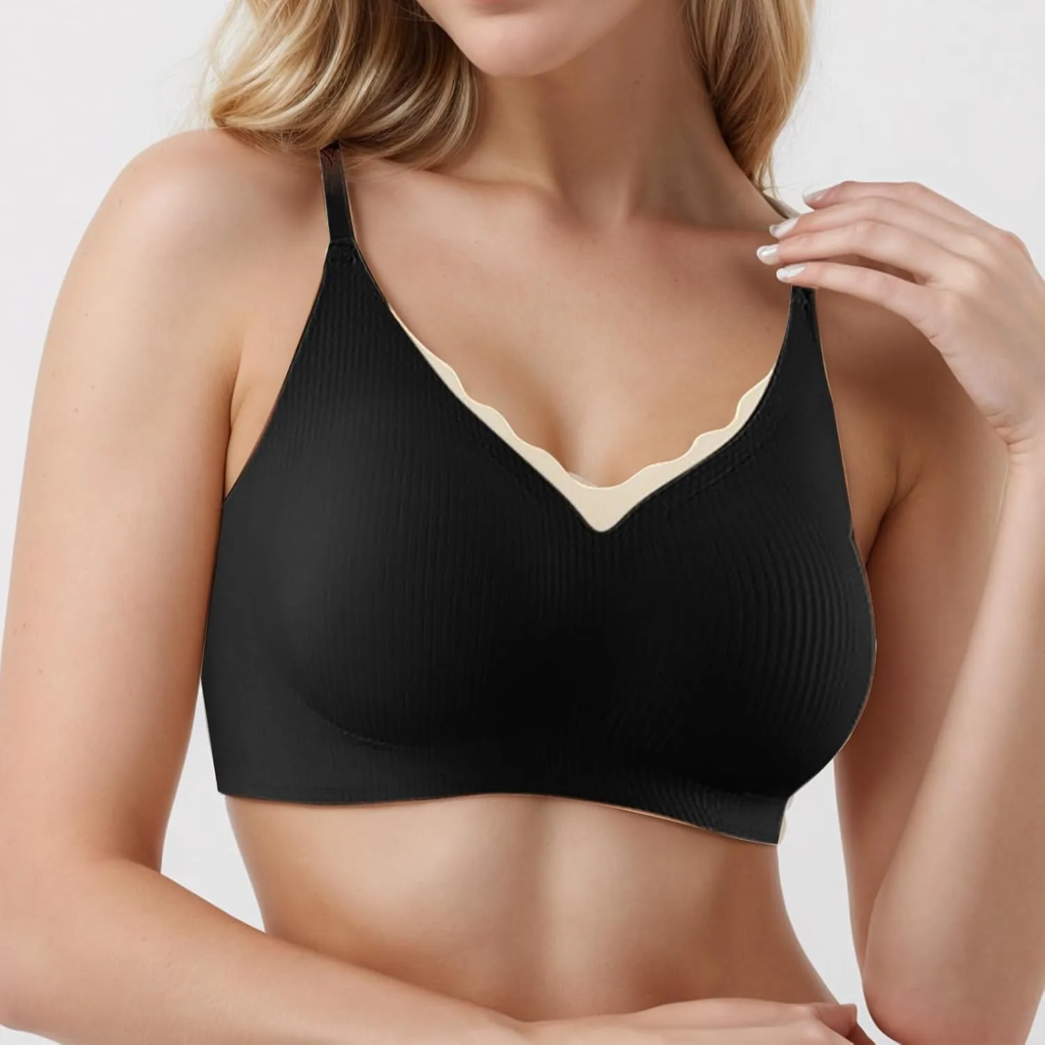 Wireless Push Up Bras for Women Lift Comfortable Seamless Top Gathered Without Rims Bra Full Coverage Sports Bralette
