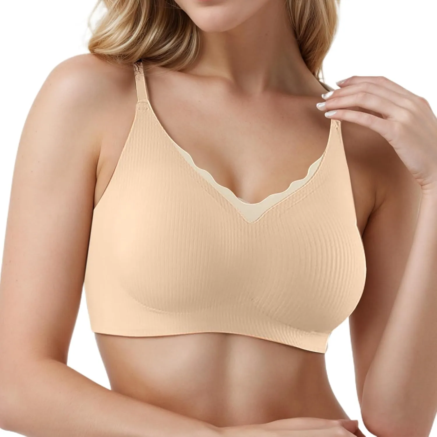 Wireless Push Up Bras for Women Lift Comfortable Seamless Top Gathered Without Rims Bra Full Coverage Sports Bralette
