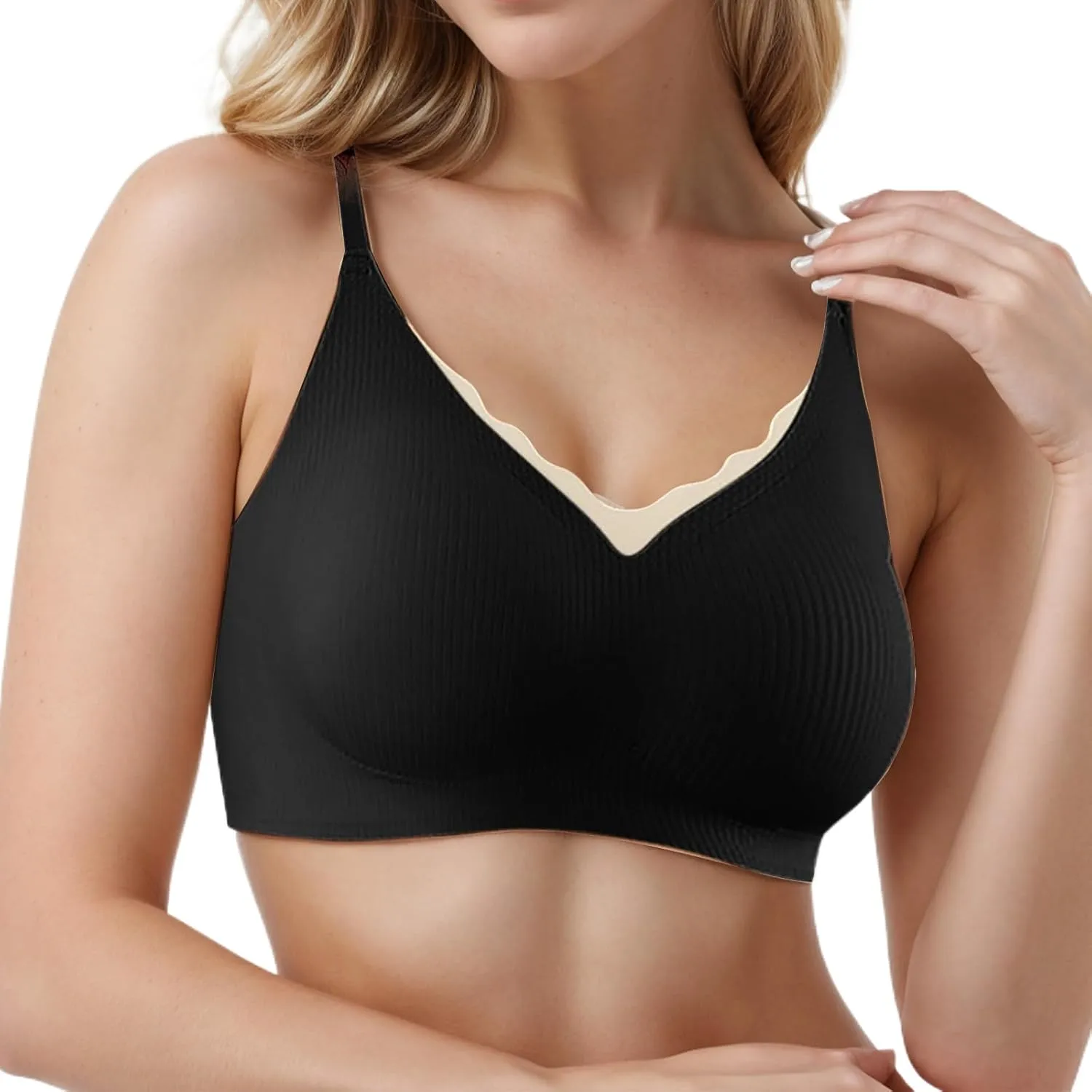Wireless Push Up Bras for Women Lift Comfortable Seamless Top Gathered Without Rims Bra Full Coverage Sports Bralette