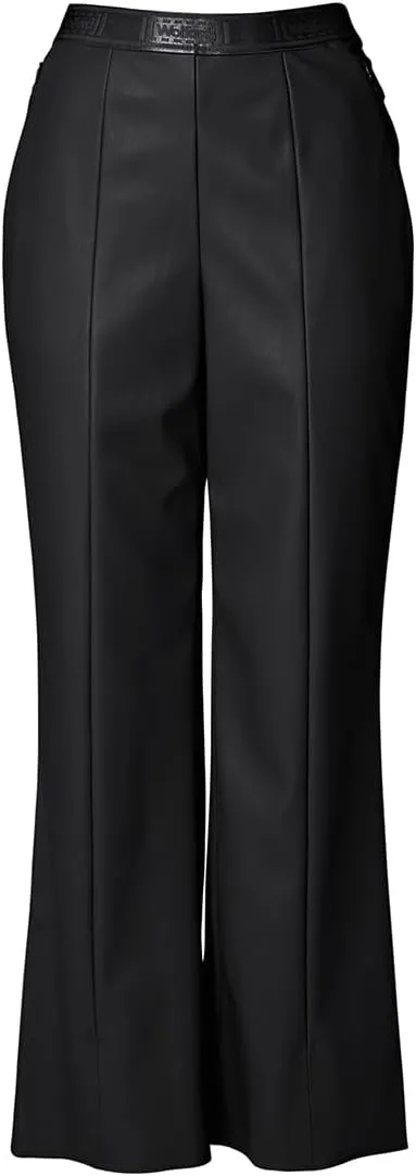 Wolford Estella Trousers for Women Elastic Vegan Leather Pants with Wide Straight-Cut Legs Cropped Length and Comfort Fit