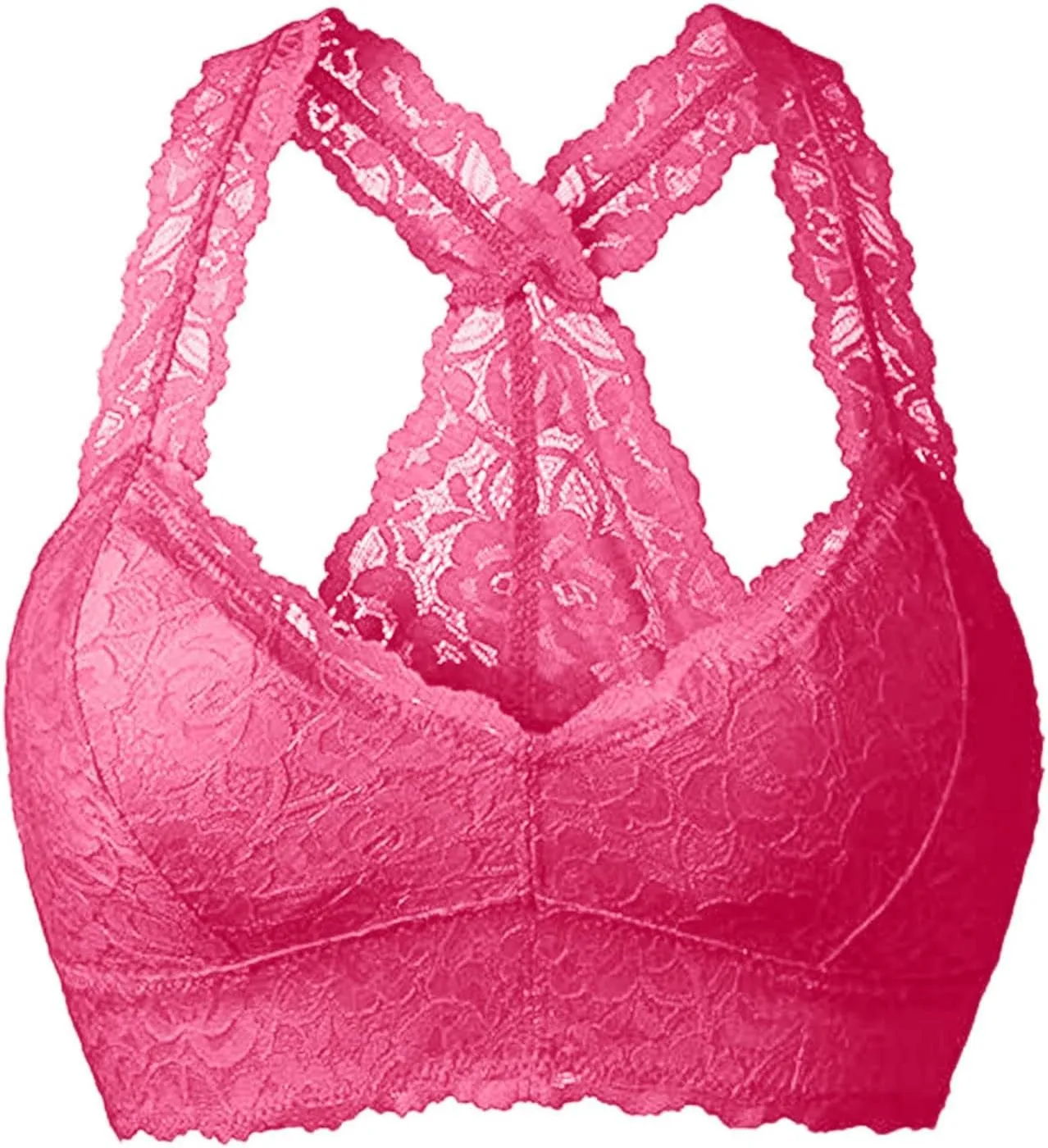 Women Floral Lace Bralette Padded Breathable Sexy Racerback Lace Bra Unpadded Unlined Wireless Pajamas Vest Lingerie
