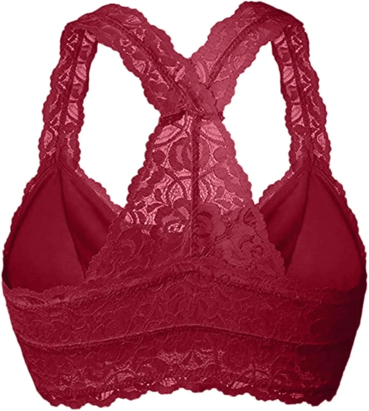 Women Floral Lace Bralette Padded Breathable Sexy Racerback Lace Bra Unpadded Unlined Wireless Pajamas Vest Lingerie