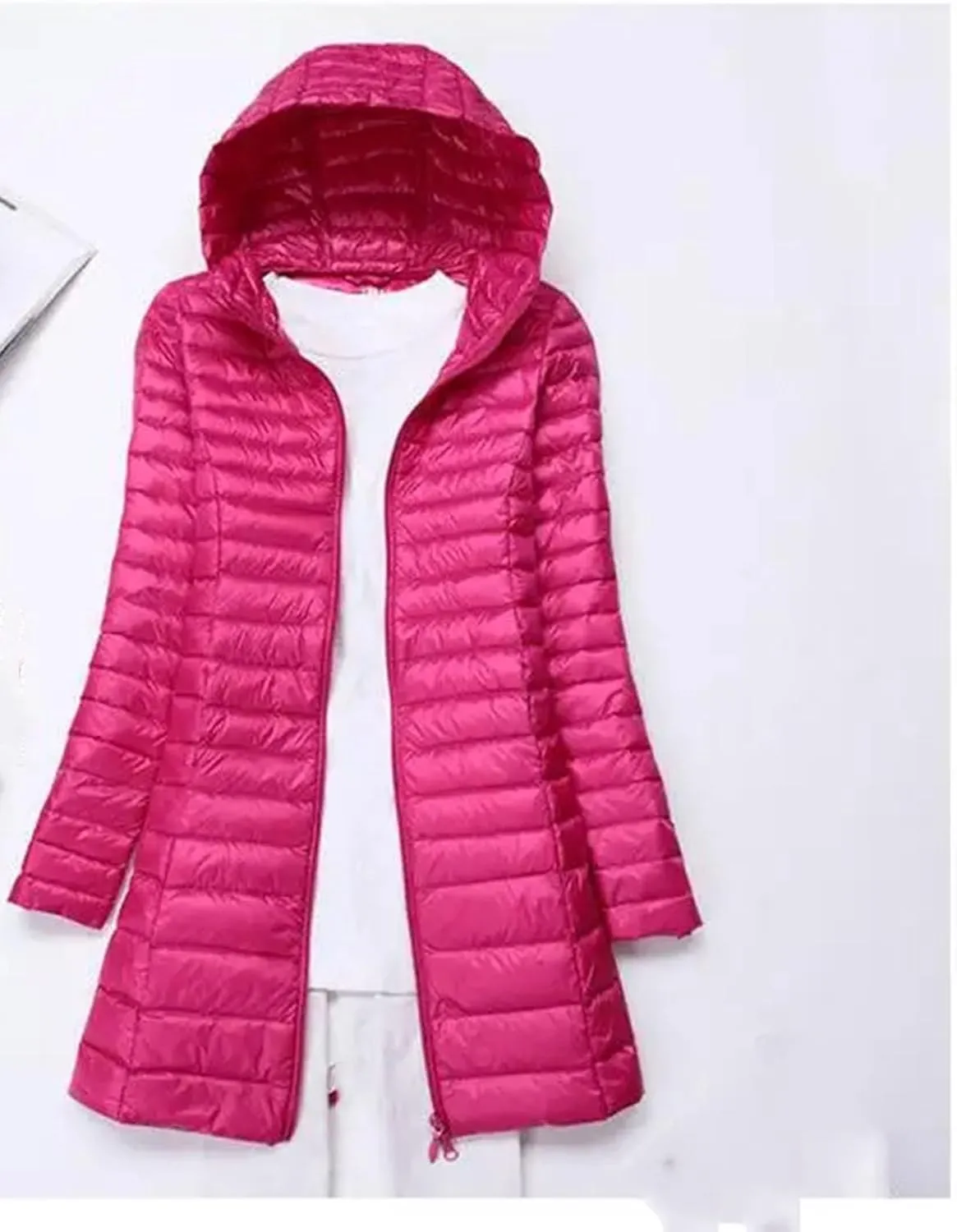 Women Winter Long Light Down Jackets Down Coat Puffer Jacket Slim Hooded Parkas