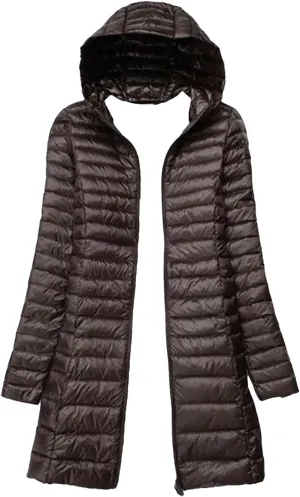 Women Winter Long Light Down Jackets Down Coat Puffer Jacket Slim Hooded Parkas
