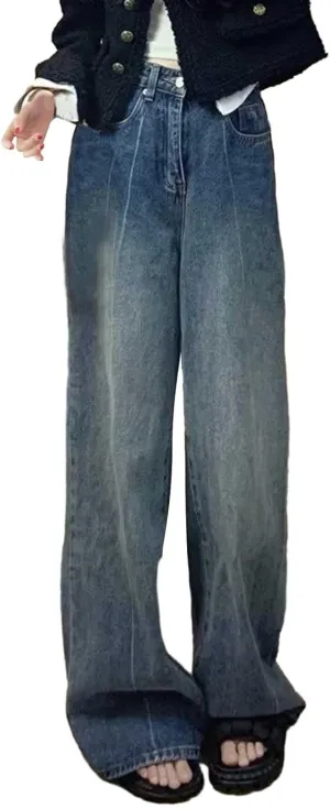 Womens Baggy Jeans Y2K High Street Boyfriend Pants Vintage Distressed Jeans High Waist Ripped Denims Streetwear Hiphop