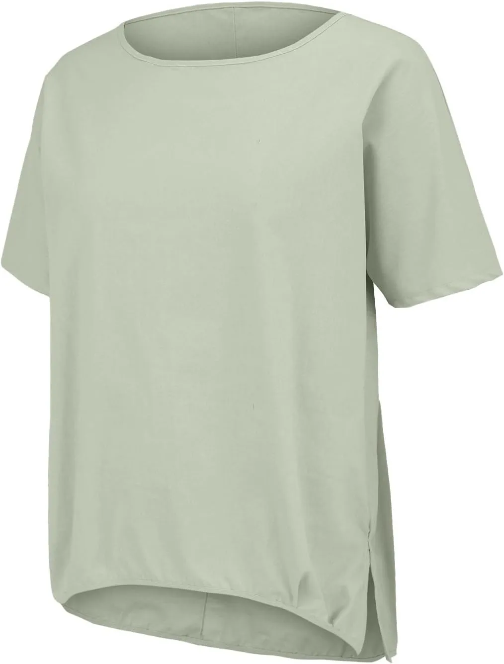 Womens Casual Cotton Linen Shirts Short Sleeve Beach Summer T-Shirts Loose Solid Crewneck Vacation Travel Blouse Tops