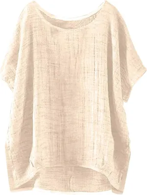 Womens Casual Cotton Linen Shirts Short Sleeve Beach Summer T-Shirts Loose Solid Crewneck Vacation Travel Blouse Tops