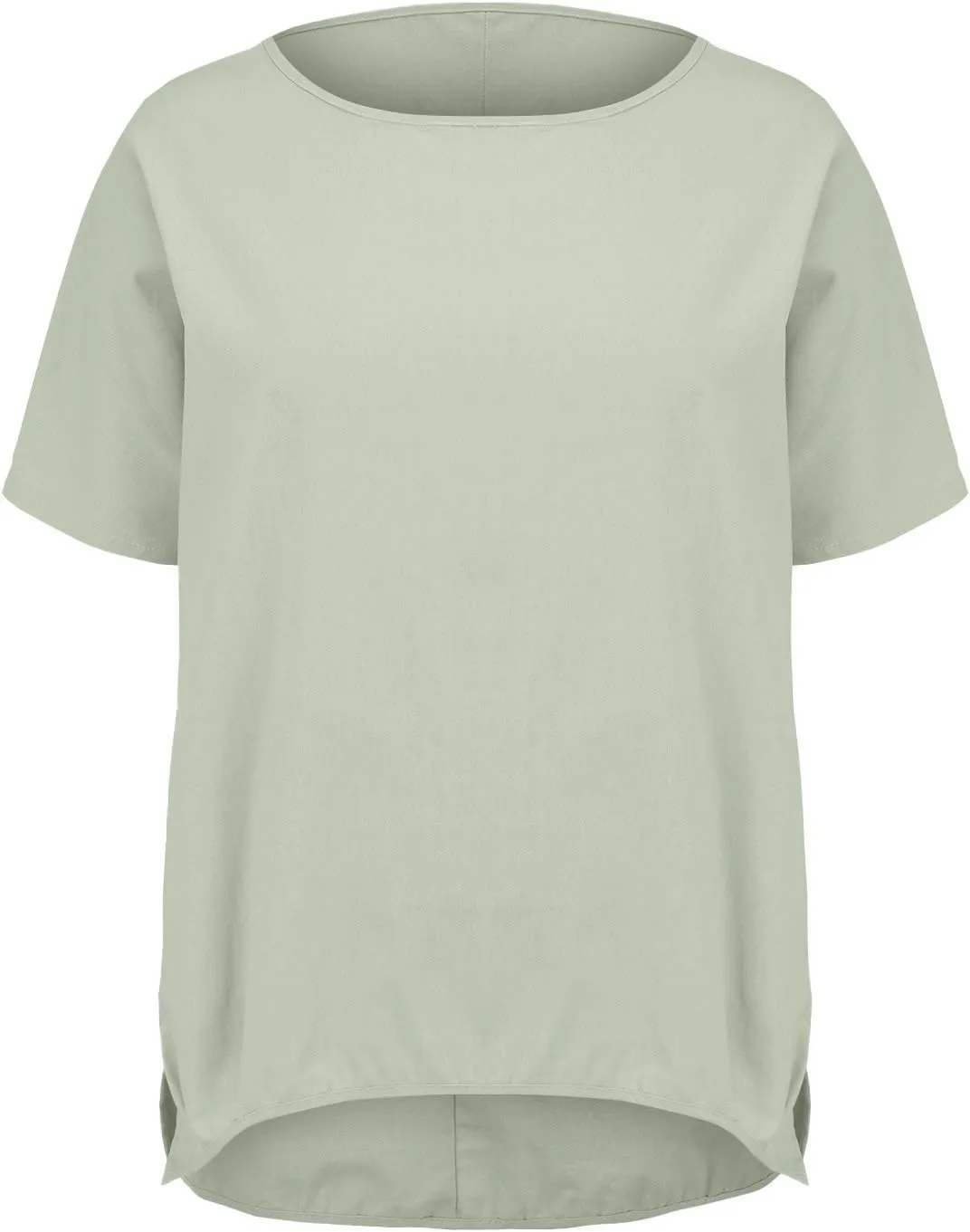 Womens Casual Cotton Linen Shirts Short Sleeve Beach Summer T-Shirts Loose Solid Crewneck Vacation Travel Blouse Tops