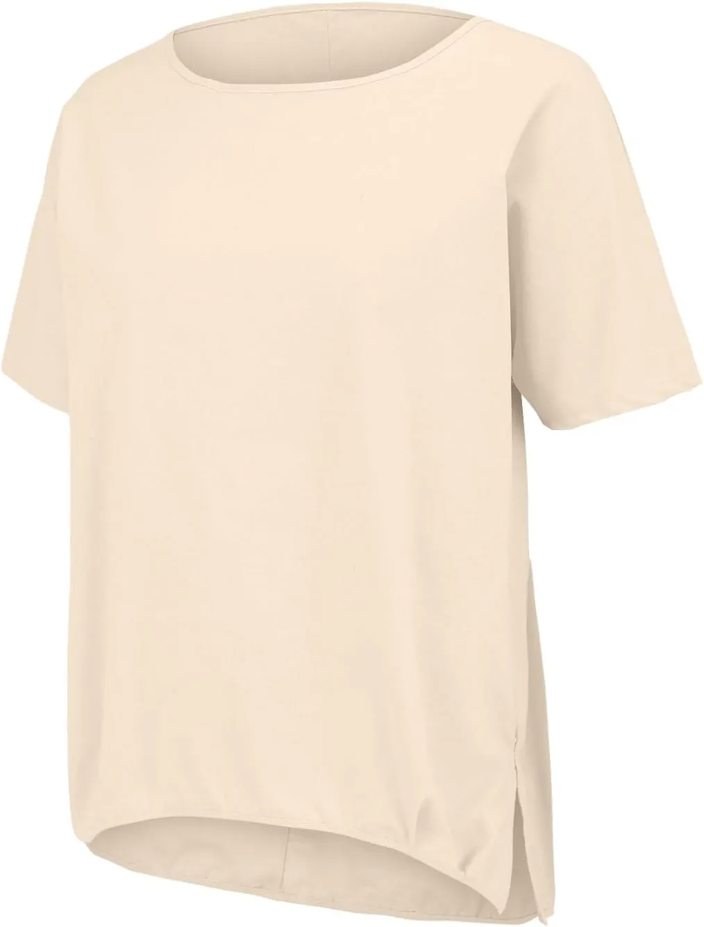Womens Casual Cotton Linen Shirts Short Sleeve Beach Summer T-Shirts Loose Solid Crewneck Vacation Travel Blouse Tops