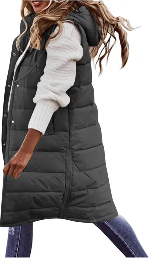 Women's Fashion Leisure Vest Sleek Solid Hooded Sleeveless Gilet for Timeless Denim for Women