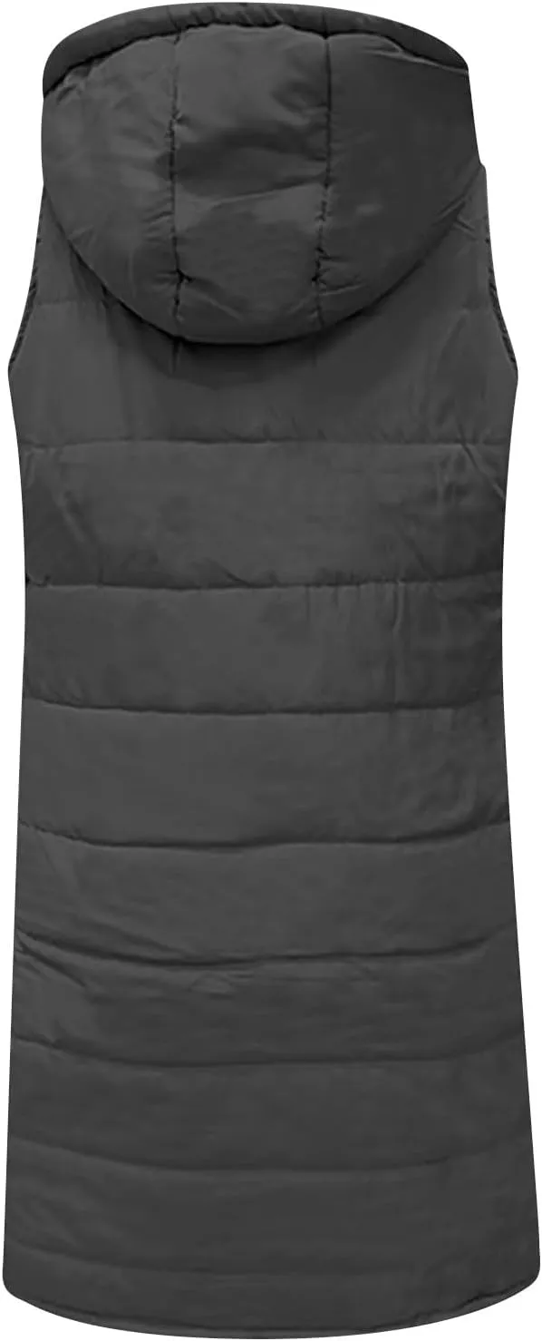 Women's Fashion Leisure Vest Sleek Solid Hooded Sleeveless Gilet for Timeless Denim for Women