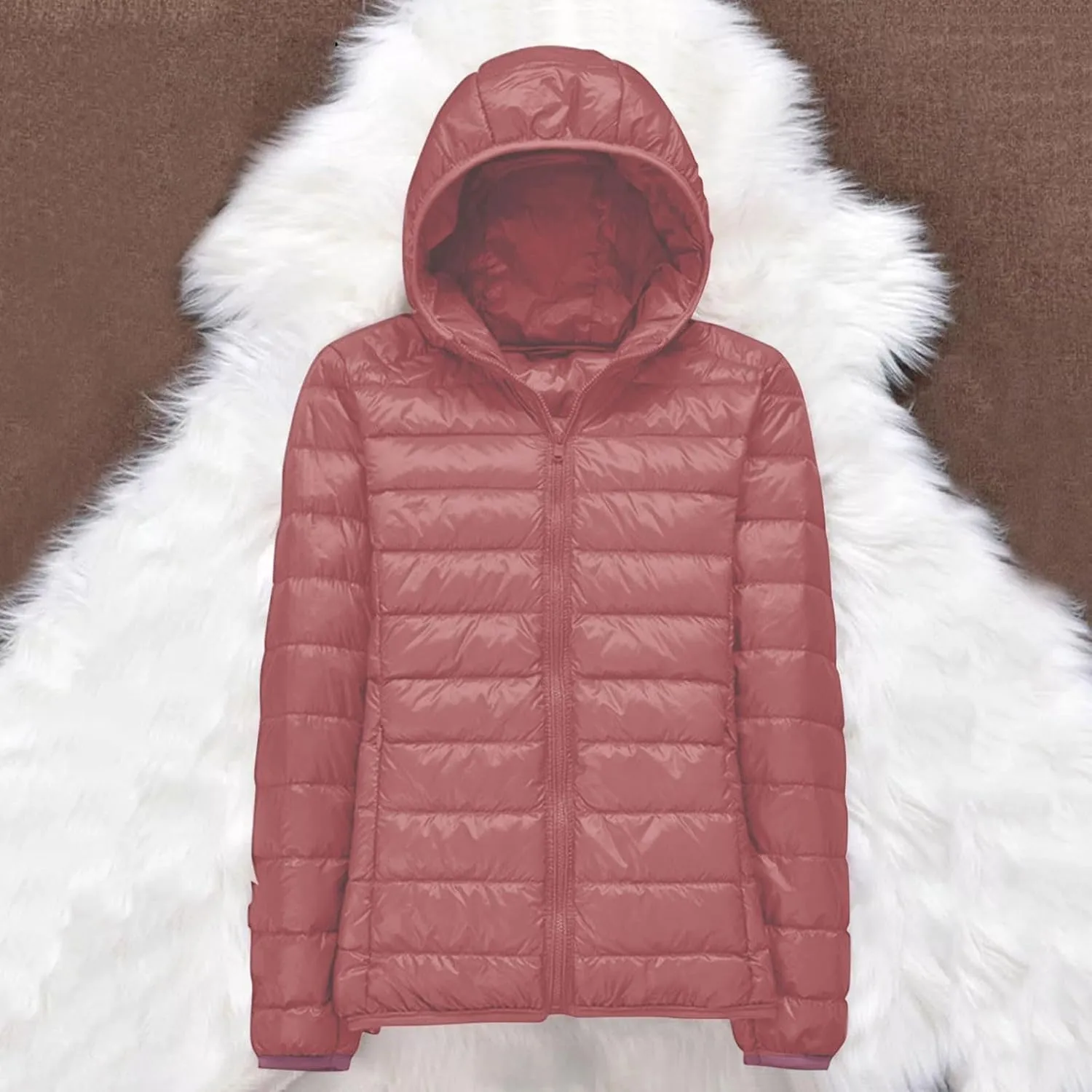 Women's Lightweight Packable Down Jacket Quilted Puffer Coat with Hood Light Weight Short Down Jacket