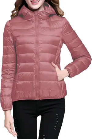 Women's Lightweight Packable Down Jacket Quilted Puffer Coat with Hood Light Weight Short Down Jacket