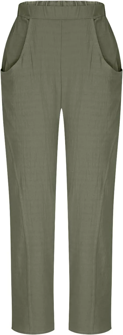 Women's Loose Trendy Straight Leg Pants Summer Casual Business Office Trousers Party Vacation Basic Bottoms 2025