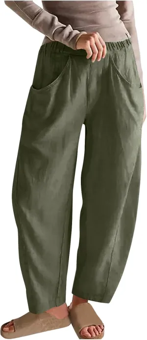 Women's Loose Trendy Straight Leg Pants Summer Casual Business Office Trousers Party Vacation Basic Bottoms 2025
