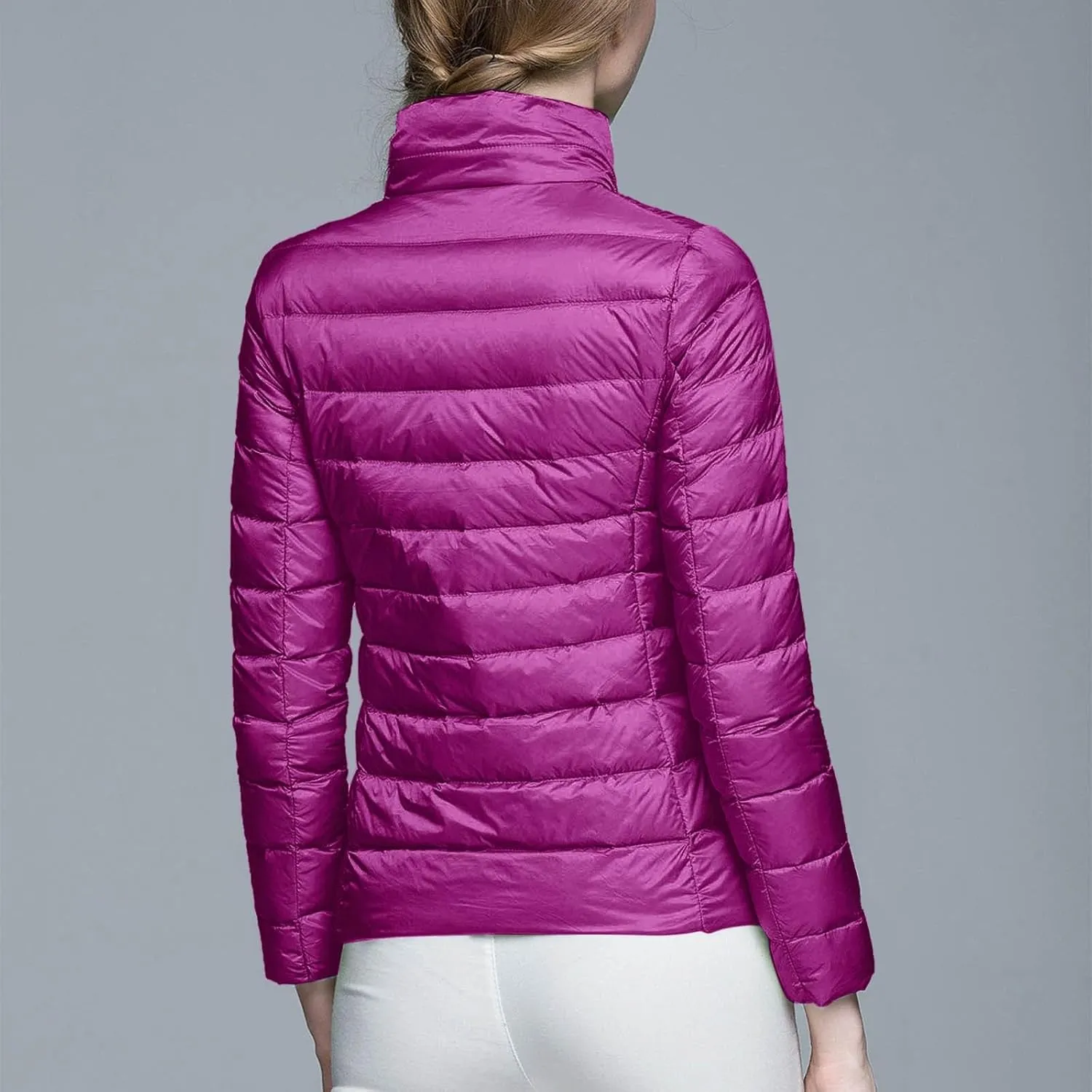 Women's Packable Ultra Light Weight Short Down Jacket Packable Full-Zip Short Puffer Jacket