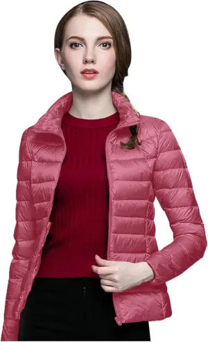 Women's Packable Ultra Light Weight Short Down Jacket Packable Full-Zip Short Puffer Jacket