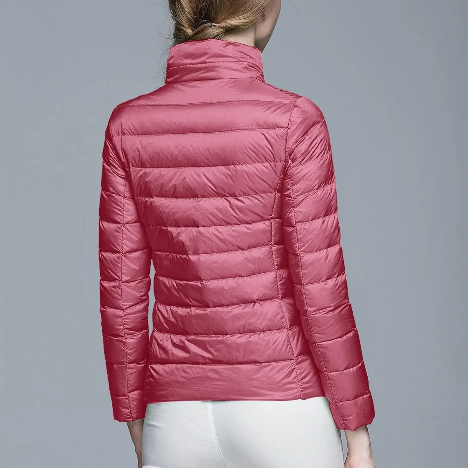 Women's Packable Ultra Light Weight Short Down Jacket Packable Full-Zip Short Puffer Jacket