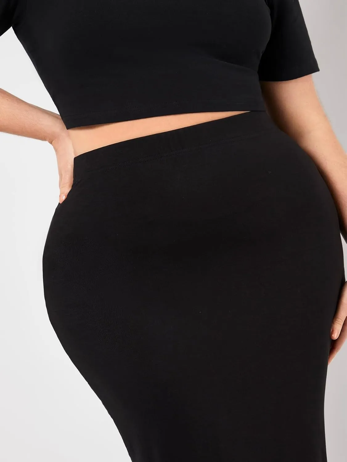 Women's Plus Size High Waisted Bodycon Skirt Basic Pencil Midi Skirts