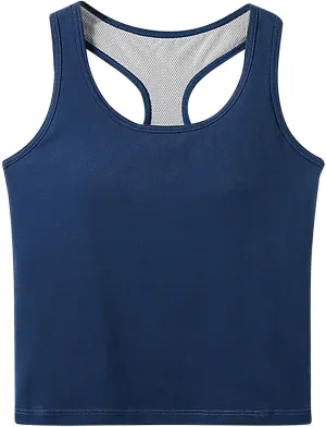 Womens Racerback Tank Tops with Built in Bra Summer Basic Sleeveless Crop Yoga Shirts Fitted Running Workout Camisole