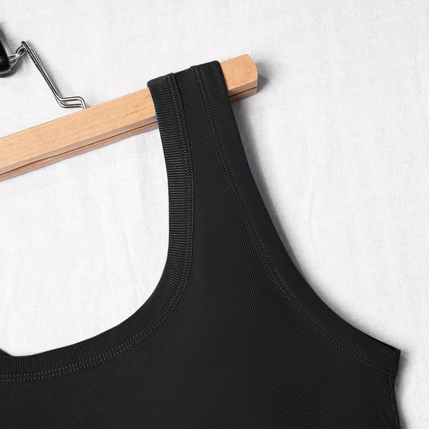 Women's Ribbed Racerback Built-in Bra Tank Tops with Convertible Necklines & Removable Breathable Undershirts
