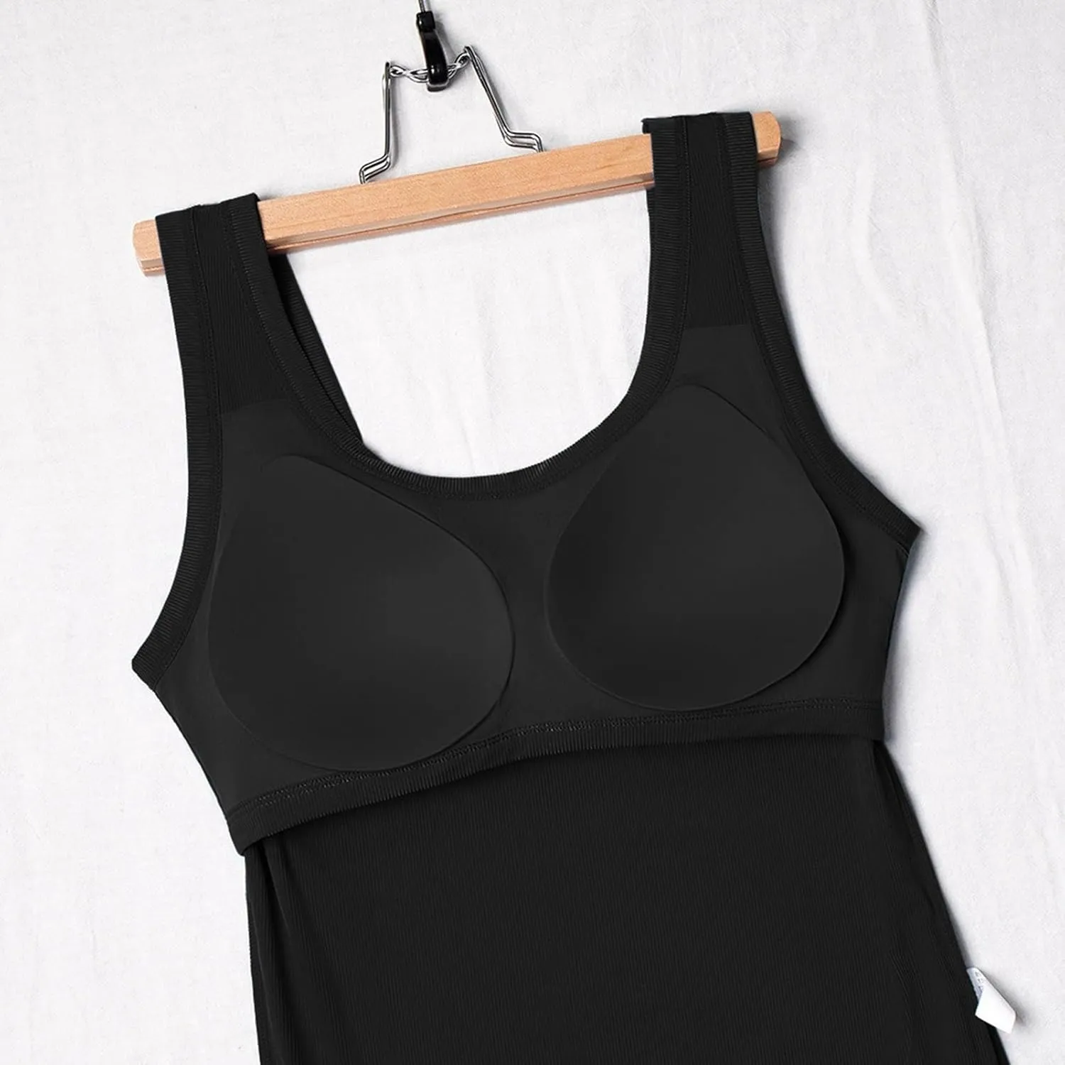 Women's Ribbed Racerback Built-in Bra Tank Tops with Convertible Necklines & Removable Breathable Undershirts