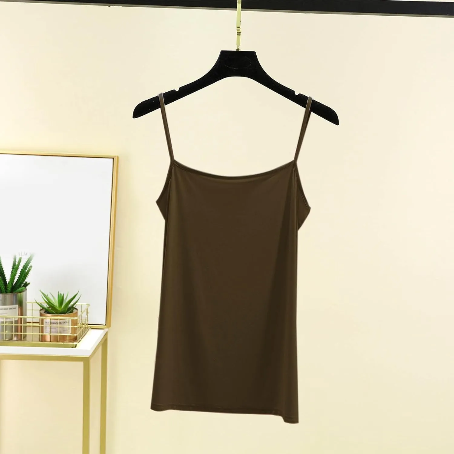 Women's Spaghetti Strap Camisole, Summer Casual Fashion Sleeveless Tank Shirts Comfy Breathable Side Split Tops