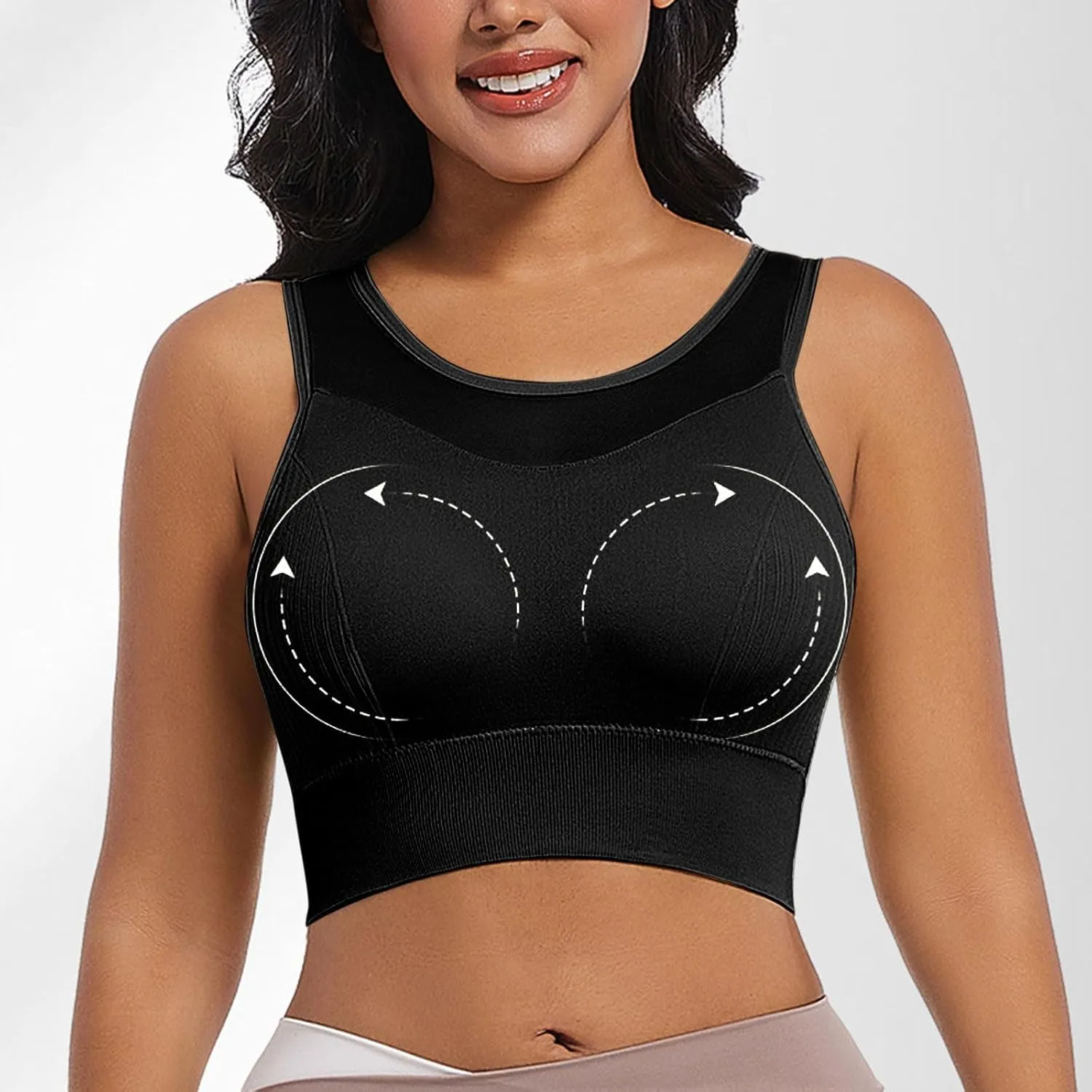 Women's Sports Bras Full Coverage Solid Color Breathable Solid Color Everyday Bra Trendy Quick Dry Soft Brassiere