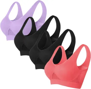 Womens Sports Bras Multipack Yoga Bra Seamless Stretchy Active Tank Bras Mesh Hole Breathable Cool Liftup Air Bra