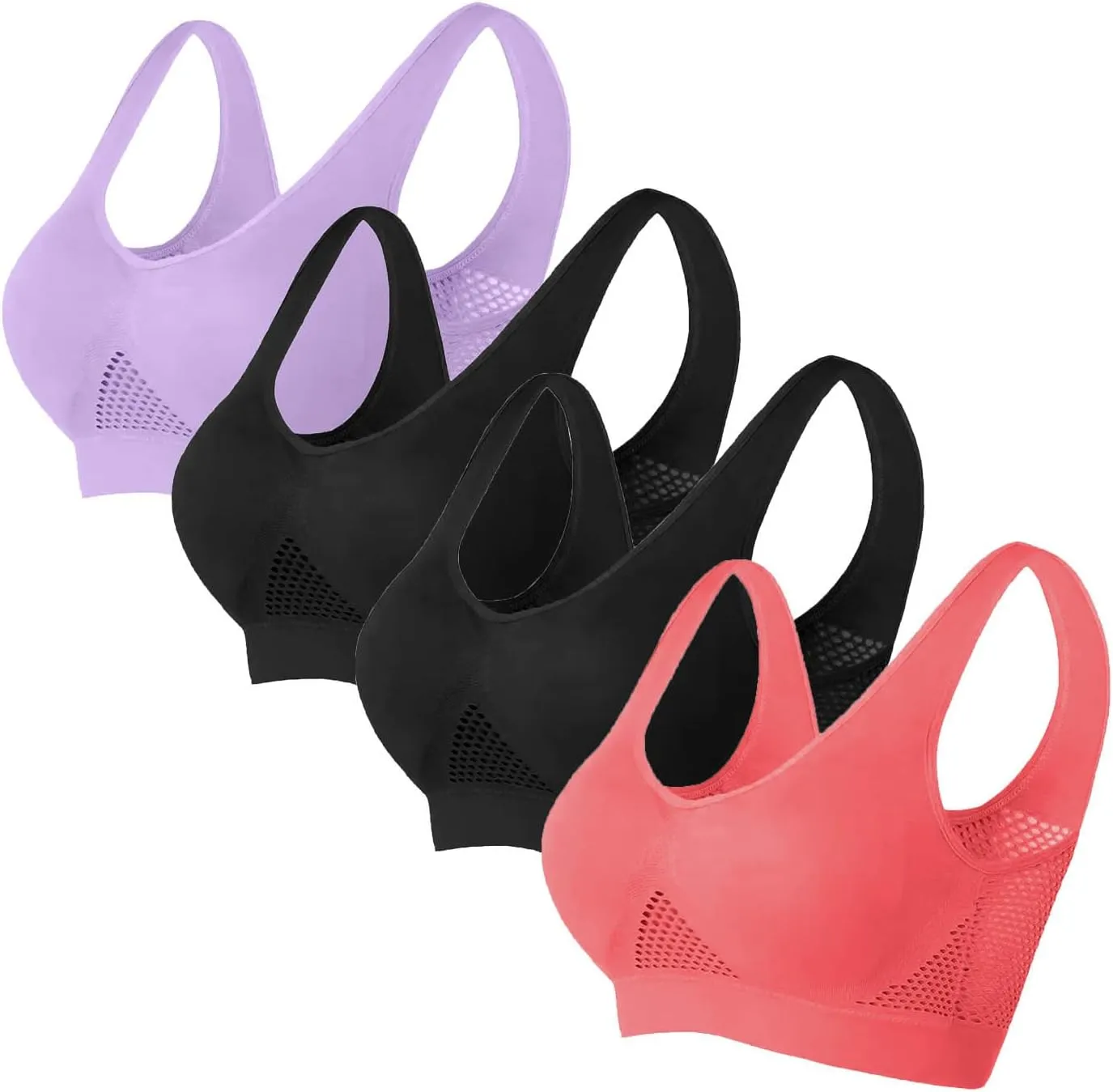 Womens Sports Bras Multipack Yoga Bra Seamless Stretchy Active Tank Bras Mesh Hole Breathable Cool Liftup Air Bra