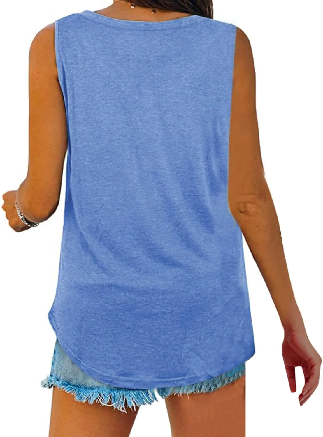 Women's Tank Tops Loose Fit Casual Sleeveless V Neck T Shirts Plus Size Comfy Blouses Trendy Summer Tops