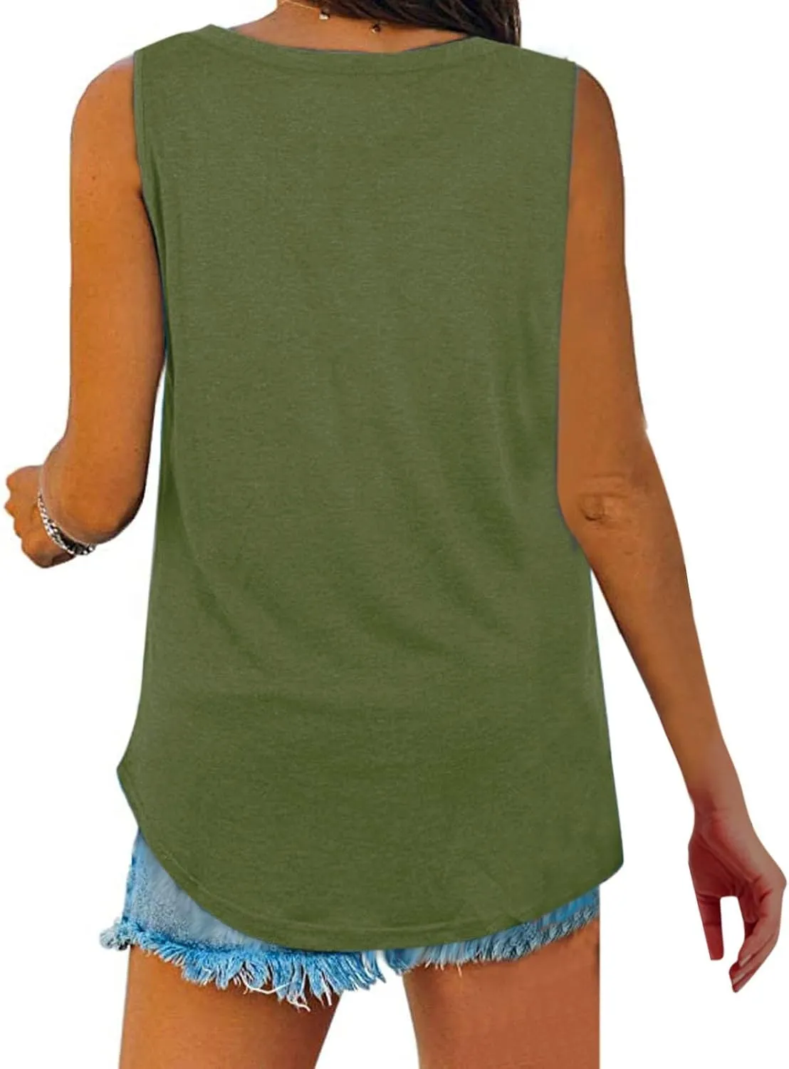 Women's Tank Tops Loose Fit Casual Sleeveless V Neck T Shirts Plus Size Comfy Blouses Trendy Summer Tops