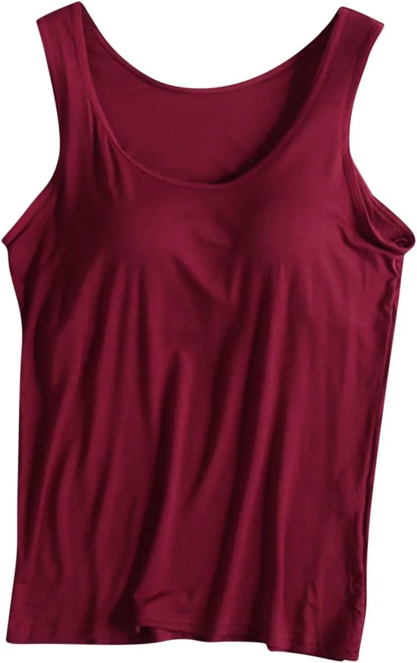 Womens Tank Tops with Built in Bra Workout Gym Padded Sports Bras Casual Summer Regular-Fit Stretch Yoga Shirts 2025