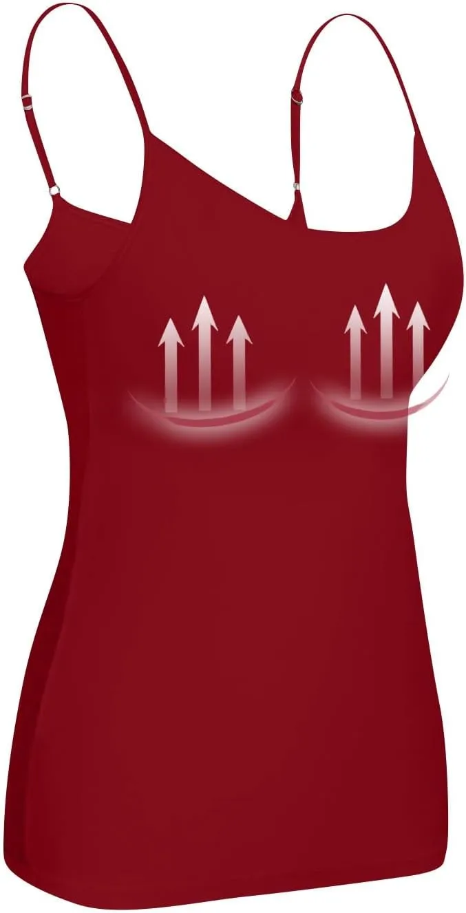 Womens Tank Tops with Built in Bras 2025 Casual Adjustable Spaghetti Strap Shelf Camisole Plus Size Padded Undershirts