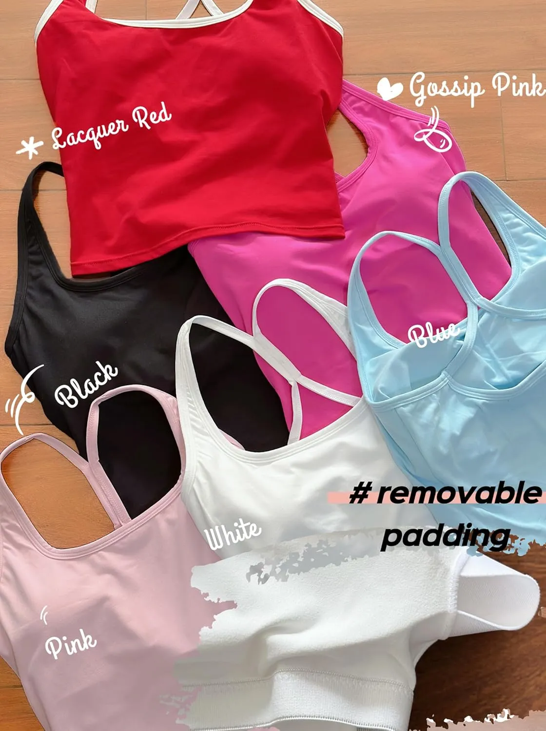 Women's Workout Tank Tops Padded Backless Slim Bras Racerback Cropped Yoga Camisole