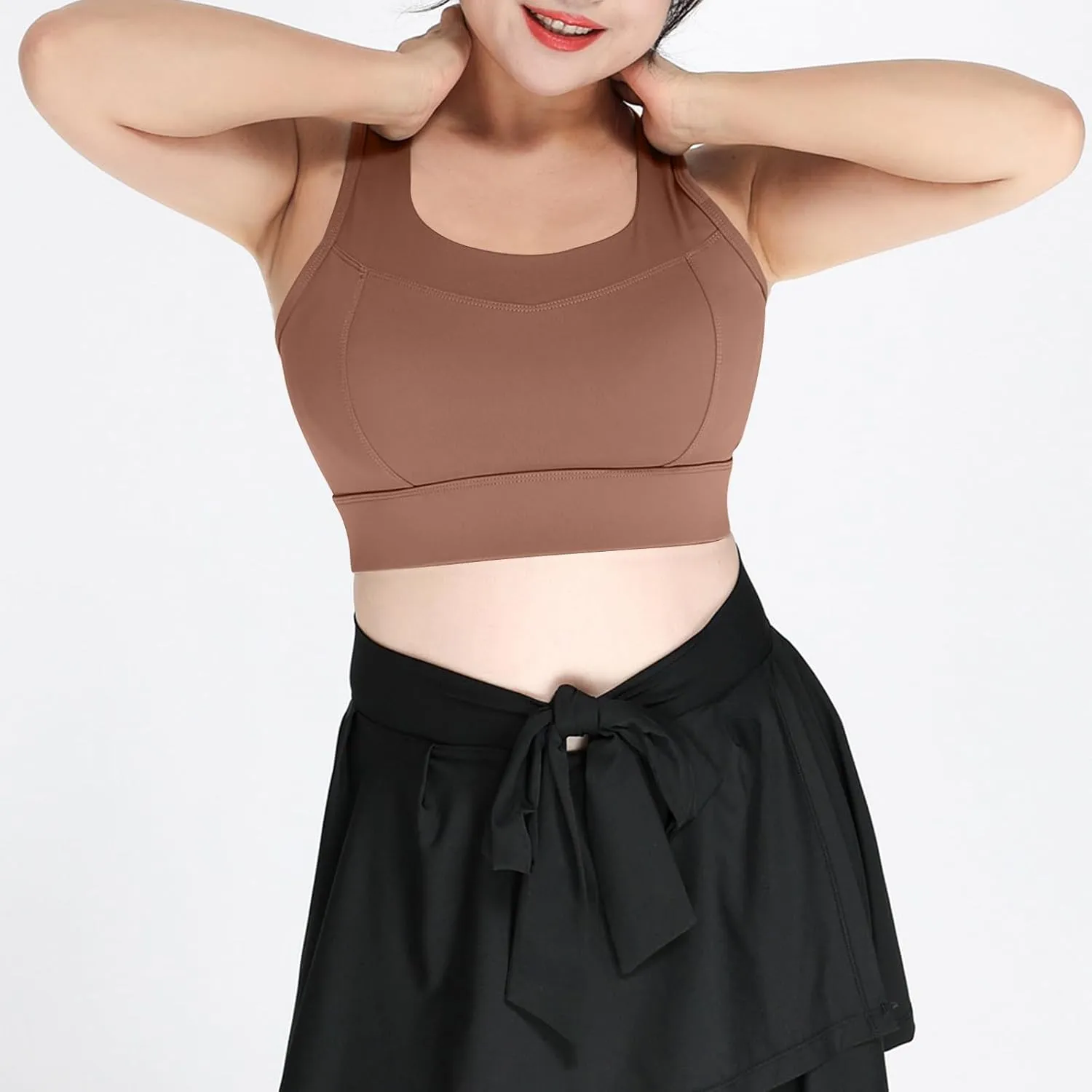 Xiaojmake Sports Bras for Women Quick-Dry Padded Wireless Workout Crop Tank Tops Yoga Fitness Running Gym Camisole Plus Size