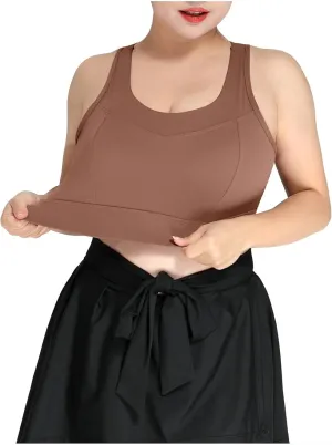 Xiaojmake Sports Bras for Women Quick-Dry Padded Wireless Workout Crop Tank Tops Yoga Fitness Running Gym Camisole Plus Size