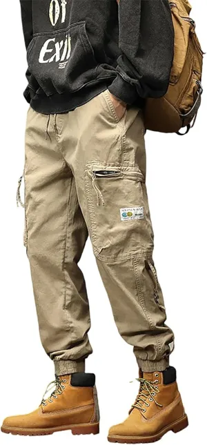 XYXIONGMAO Multi Pocket Cargo Pants for Men Japanese High Street Pants Drawstring Cargo Pants for Men Hip Hop Sweatpants