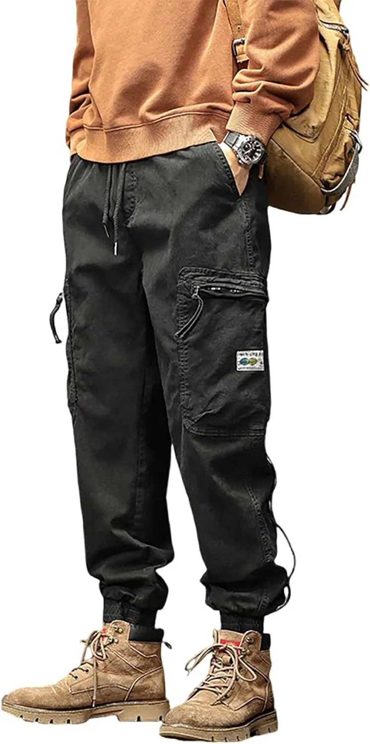XYXIONGMAO Multi Pocket Cargo Pants for Men Japanese High Street Pants Drawstring Cargo Pants for Men Hip Hop Sweatpants