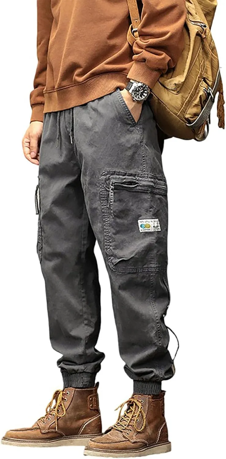 XYXIONGMAO Multi Pocket Cargo Pants for Men Japanese High Street Pants Drawstring Cargo Pants for Men Hip Hop Sweatpants