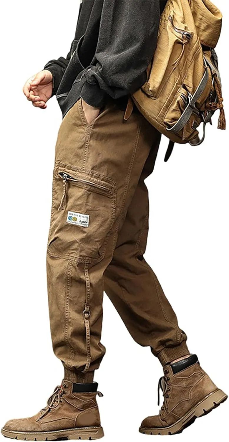 XYXIONGMAO Multi Pocket Cargo Pants for Men Japanese High Street Pants Drawstring Cargo Pants for Men Hip Hop Sweatpants