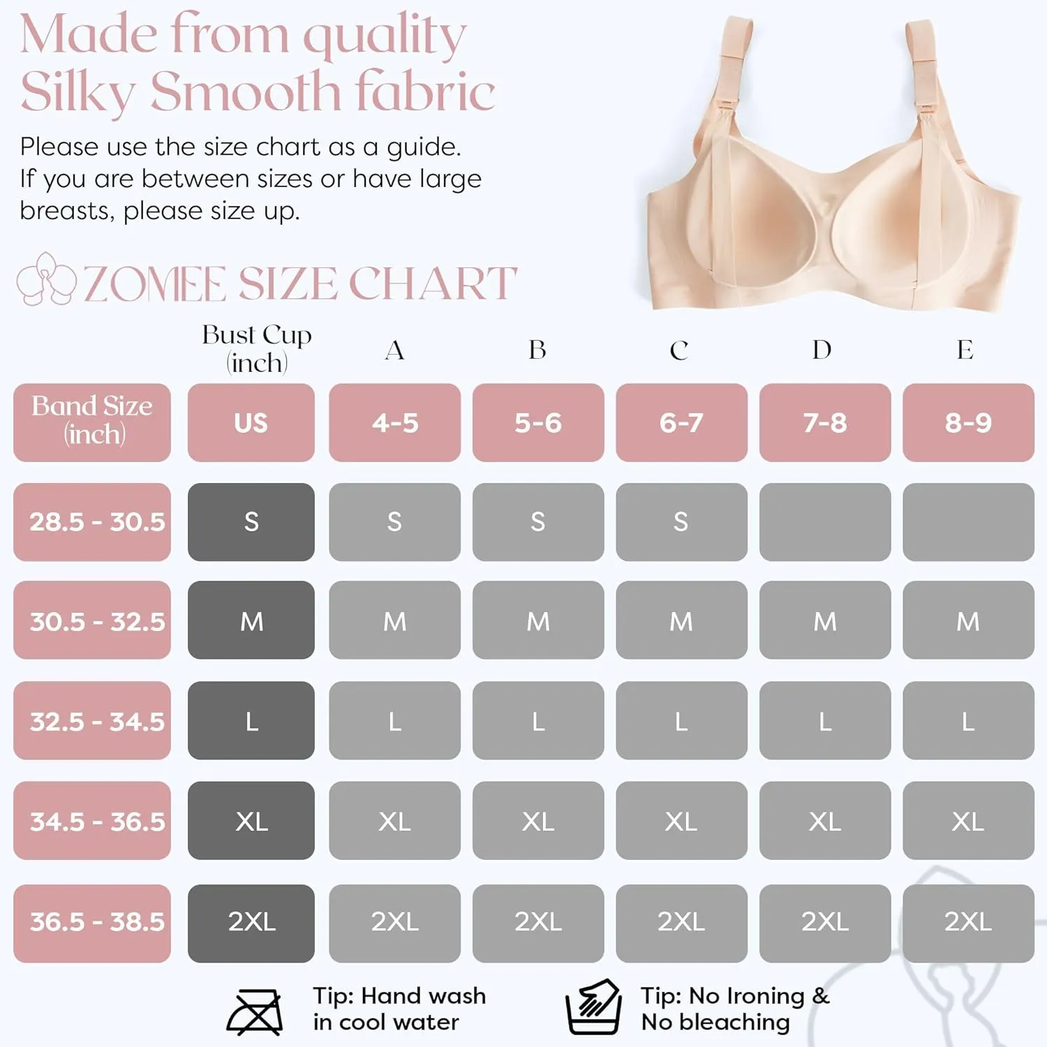 Zomee Ultra Comfort Nursing Bra for Breastfeeding Mom,Pregnancy Secure Wireless Seamless Maternity Bralette Sleeping (Nude)