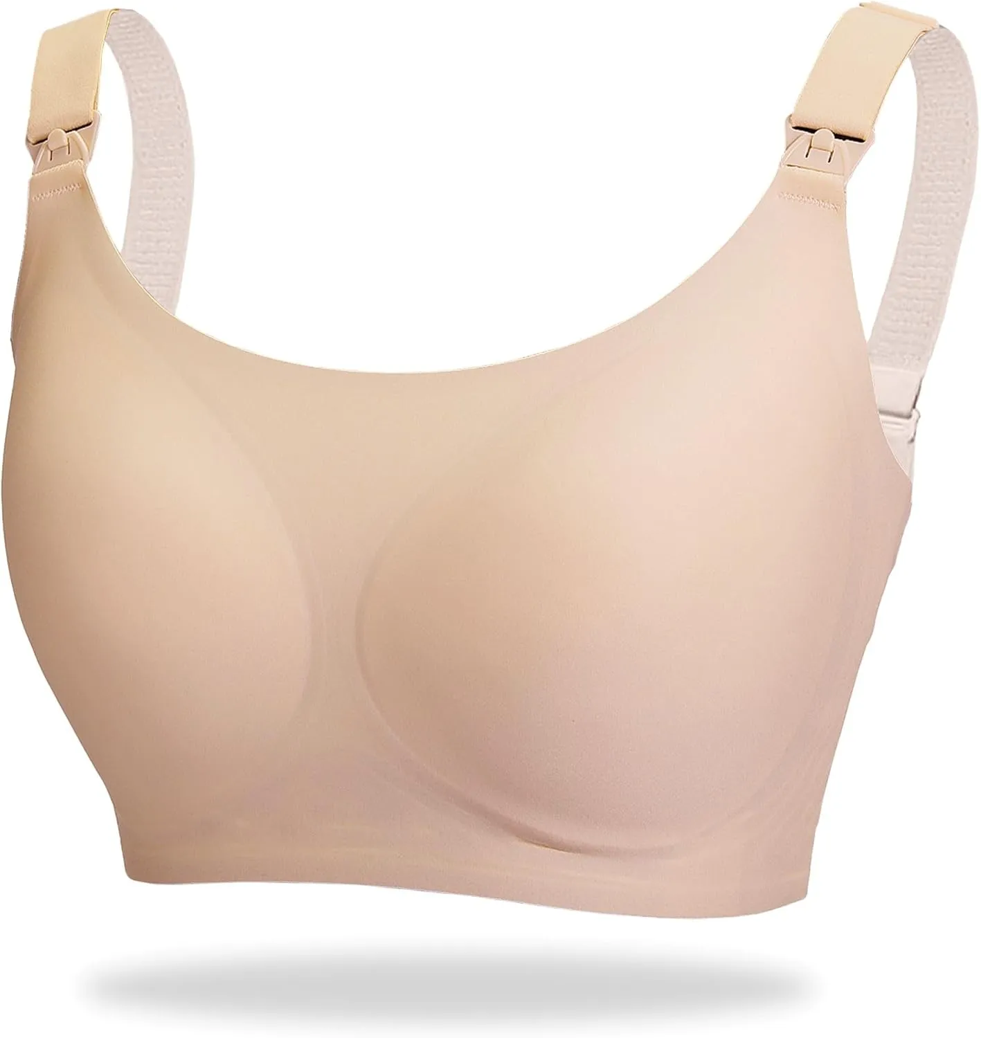 Zomee Ultra Comfort Nursing Bra for Breastfeeding Mom,Pregnancy Secure Wireless Seamless Maternity Bralette Sleeping (Nude)